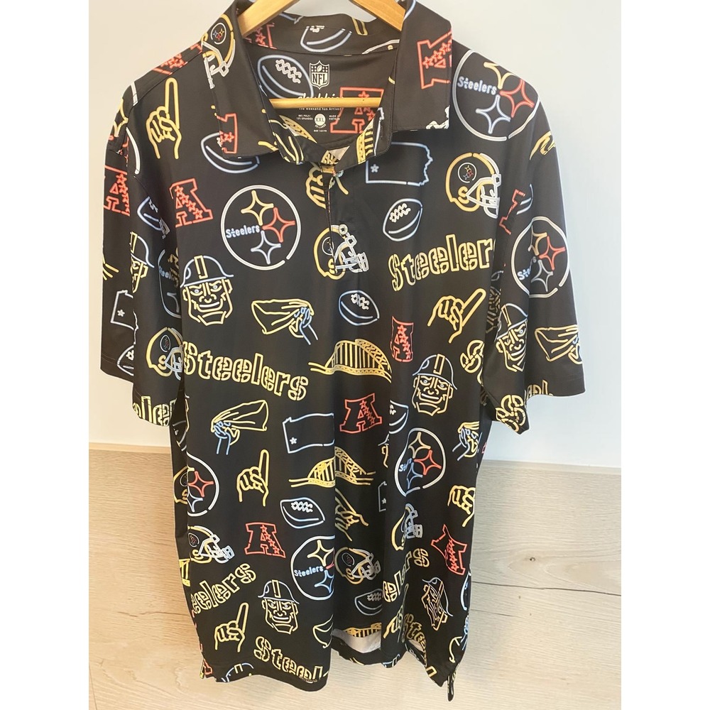 Chubbies NFL Pittsburgh Steelers Steely McBeam Helmet print Mens XXL Polo Shirt